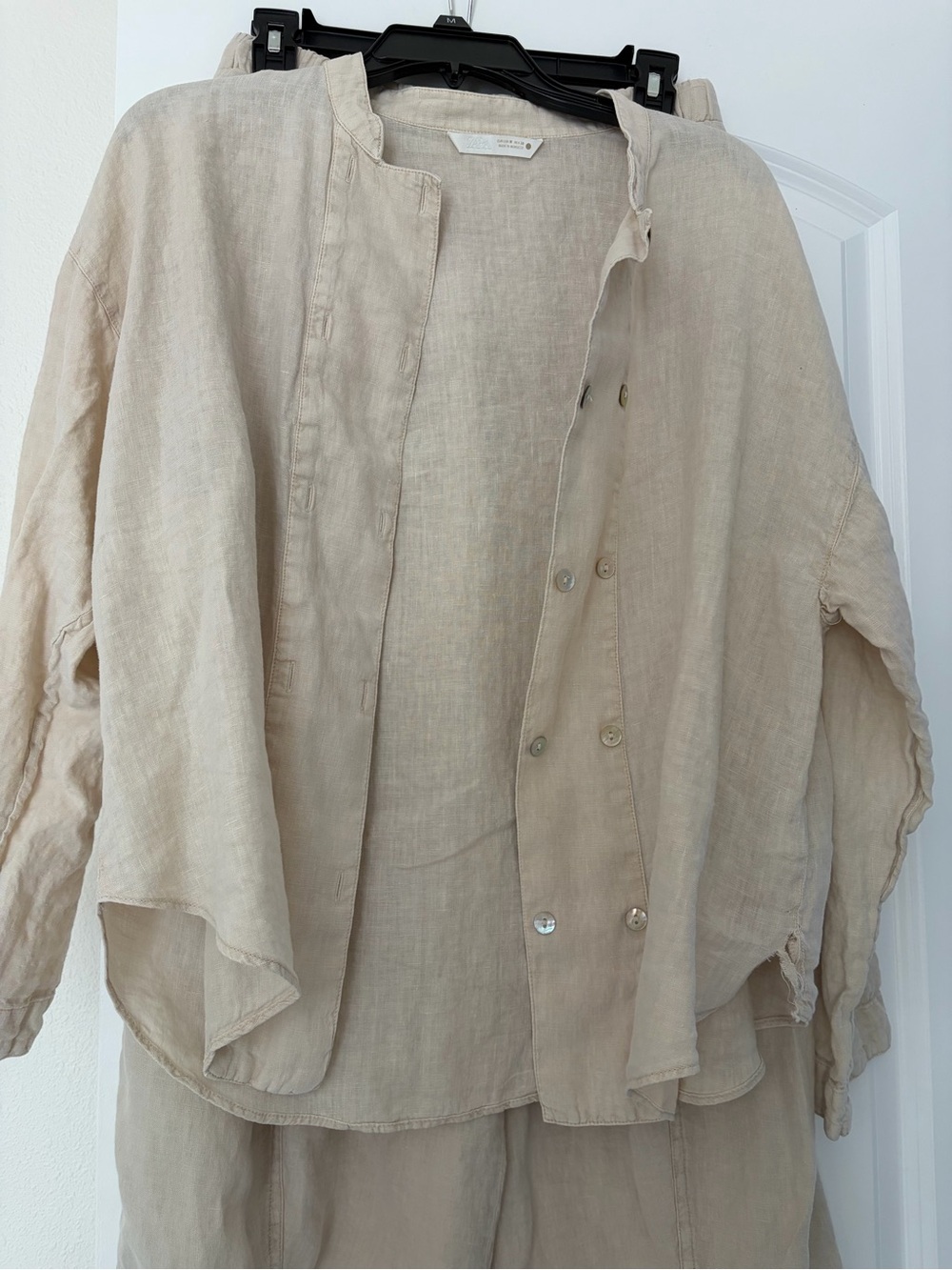 Light Beige Linen Button-Front Women's Jacket by Zara